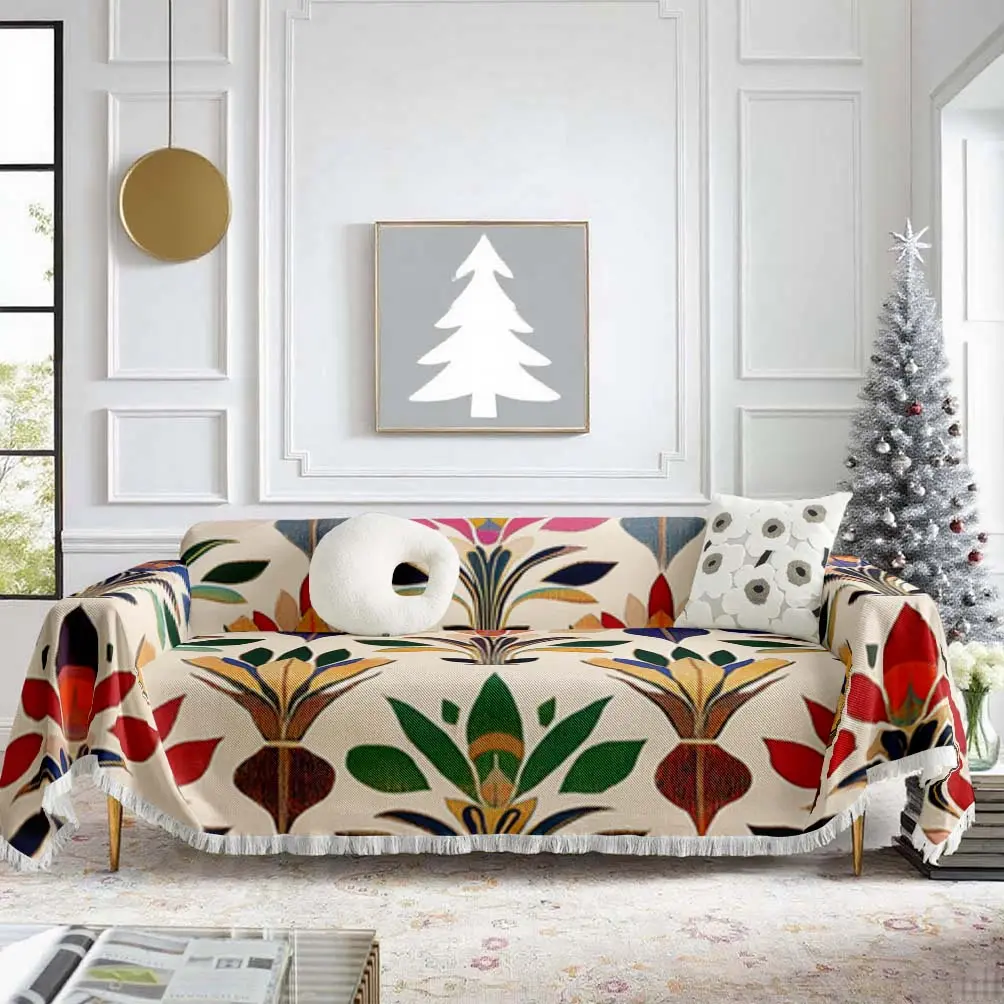 Vintage Floral Sofa Throw Blanket, Sofa Slipcover, Pet Scratch-Resistant Couch Cover, Non-Slip Furniture Protector, Decorative Sofa Protector, Sofa Couch Covers for All Seasons Home Decor
