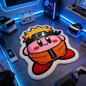 Anime Themed Carpet, Unisex Gaming Room Bedroom Rug, Cartoon Design Soft Decorative Mat, Kawaii Rug, Non-Slip Floor Covering