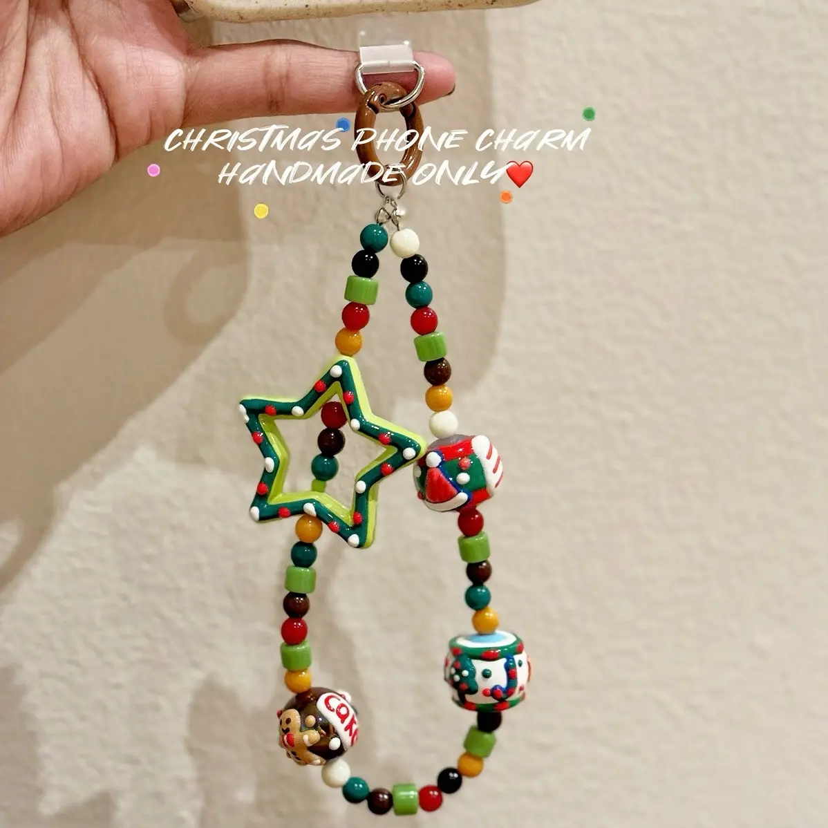 Handmade Christmas Phone Charm Phone Strap Christmas gift for friends Christmas accessories