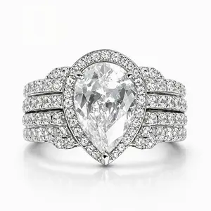 5CT Pear Cut Halo Engagement Ring for Women Wedding Promise Ring with Elegant Design and Sparkling Diamonds