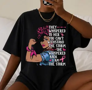 In October We wear Pink Black Afro Breast Cancer Fighter Shirt, Full Sizes, Full Colors Option Cotton Top