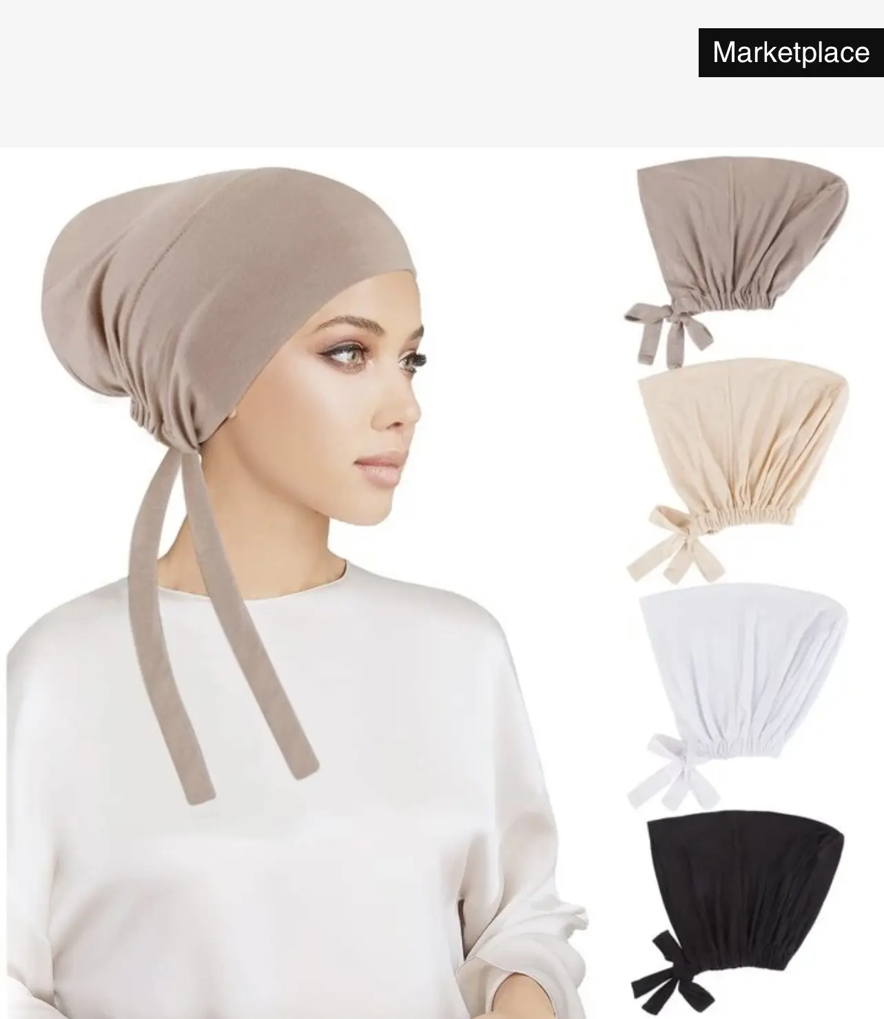 Women Hijab Undercap, Islamic Muslim Under Hijab Cap Inner Under Scarf Hat Hijab Cap with Tie Back Closure
