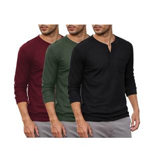 COOFANDY Fall Outfits 3 Pack Limited Time Clearance Men's Henley Shirts Long Sleeve Basic Waffle Pique Pullover T-Shirt with Pocket