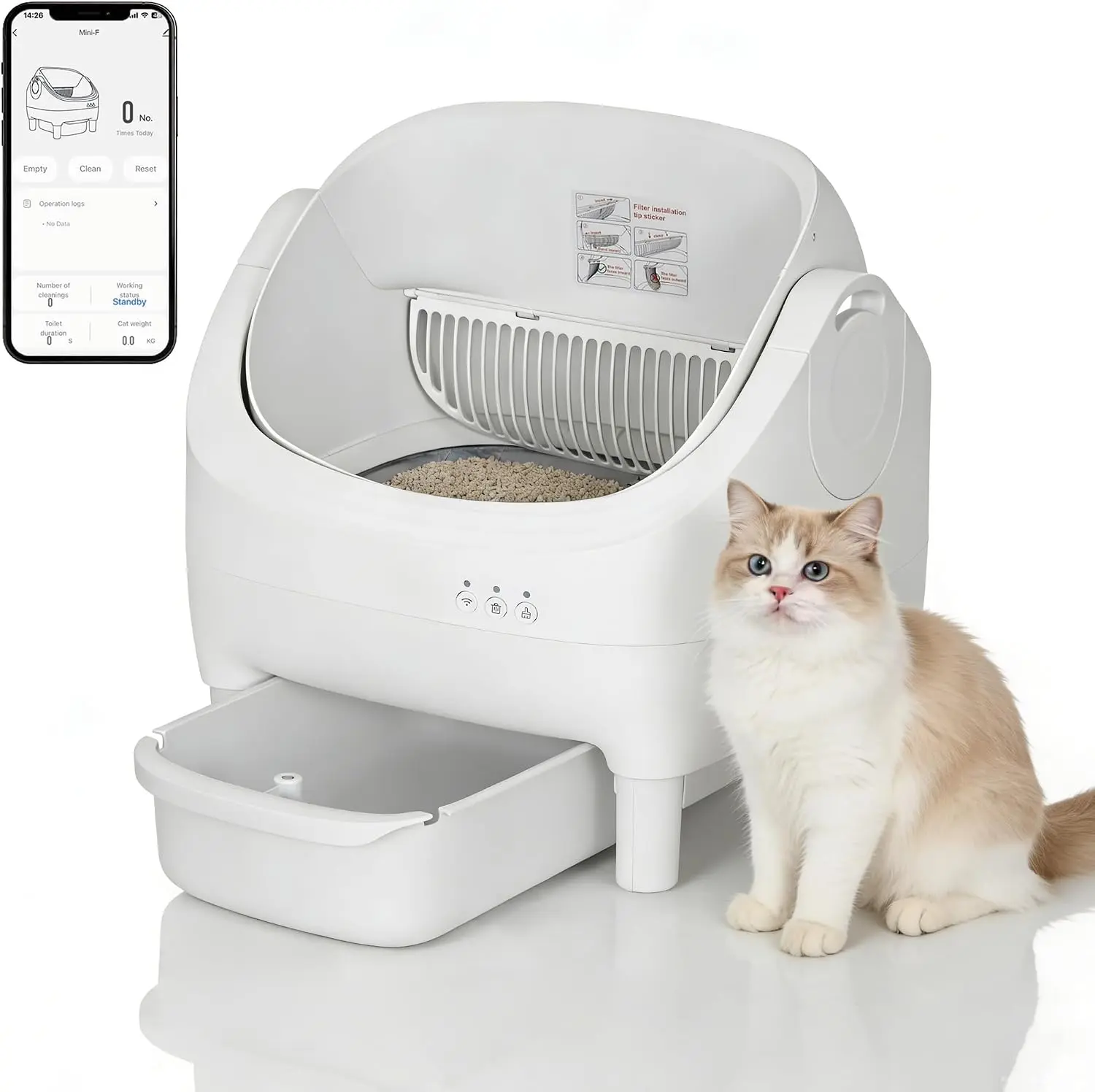 Self Cleaning Litter Box, Open Top Automatic Litter Box for Multiple Cats | APP Control, Pinch-Free Safety Sensor
