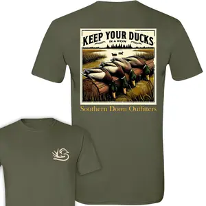 Southern Down Outfitters Keep Your Ducks In A Row T-Shirt - Bold Mallard Ducks Graphic With Rustic Wetland Scene , Perfect For Hunters And Outdoor Enthusiasts , Comfortable Daily Wear , Unisex Style , Motivational Phrase , Ideal Gift For Nature Lovers Top