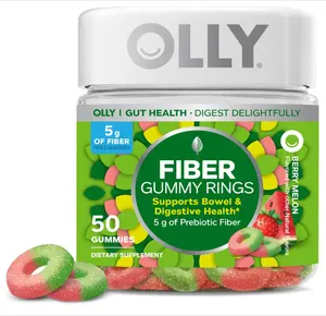 Fiber Gummy Rings, 5g Prebiotic Fiber, FOS (Fructo-oligosaccharides), Digestive Support, Berry Melon 50ct