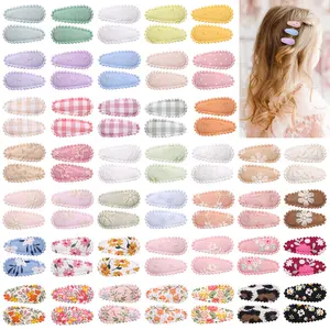 Baby Girls' 50 PCS Cute Flower-Pattern Snap Hair Clips - 1.46" Mini Hair Barrettes for Infants, Toddlers
