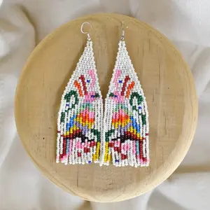 Otomi - Native Beaded Earrings Inspired by Traditional Art - Handmade by Huichol Artisans - Mother Sierra
