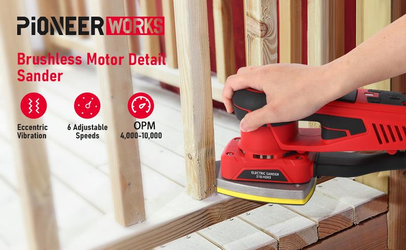 GARVEE Electric Detail Sander with 12 Sanding Paper, 350W Brushless Motor Mouse Sander, Powerful & Low Vibration, 10000 RPM, For Wood Working, Polishing, Carpentry