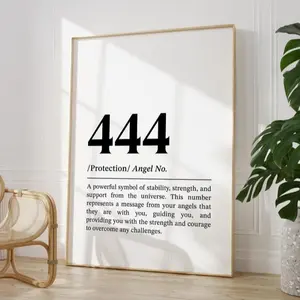[UNFRAMED POSTER] Angel Number 444 Wall Art, Law Of Attraction Wall Decor, Trendy Spiritual Art, Manifestation, POSTER NO FRAME