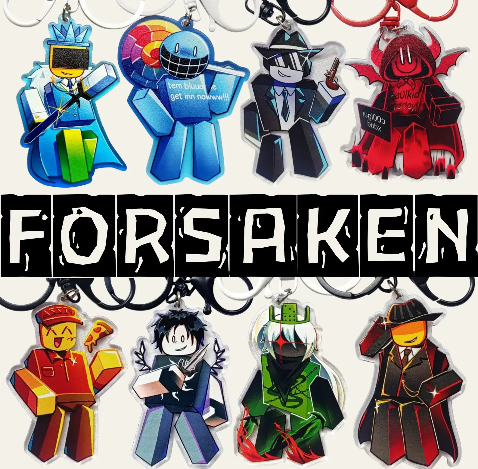 Forsaken Keychains, Guest, Twotime, Elliot, Chance, Forsaken Acrylic Charms Cute Gifts, Kawaii Bag Accessory, Cool Collectible Gift for Fans, Bag Accessories