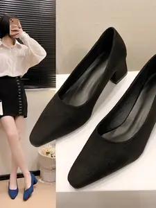 Women's High Heel Shoes, Elegant Suede Upper, Rubber Sole Material, All-Season Wearable Design, Perfect for Professional