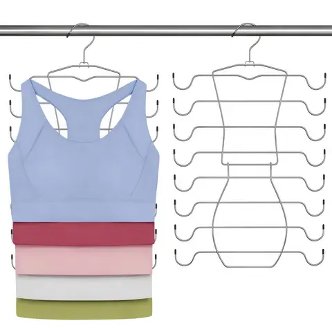 LMMAKE 1PC/2PCS Bra & Tank Top Hanger, Sturdy Metal Space-Saving Sports Bra Storage Holder, Closet Organizer Holds Multiple Bras & Tank Tops Neatly to Save Wardrobe Space