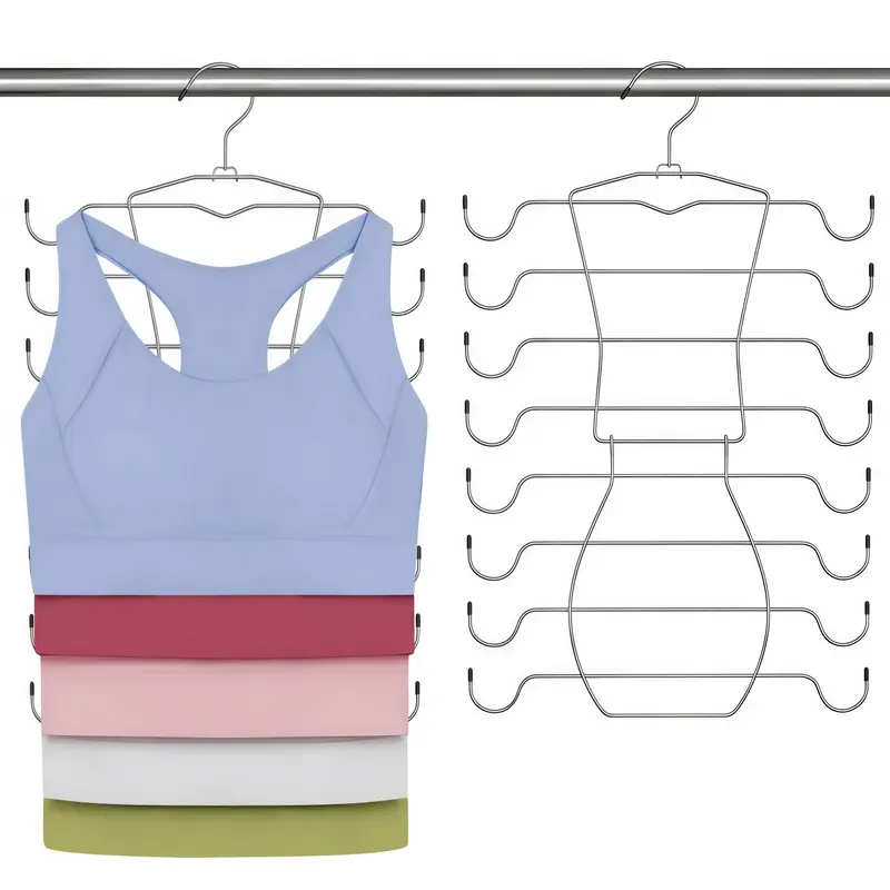 LMMAKE 1PC/2PCS Bra & Tank Top Hanger, Sturdy Metal Space-Saving Sports Bra Storage Holder, Closet Organizer Holds Multiple Bras & Tank Tops Neatly to Save Wardrobe Space