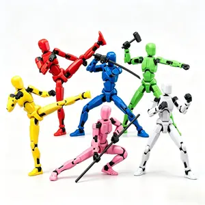 Lucky Titan T13 6-Pack 14cm 3D Printed Action Figures, 30 Movable Multi-Jointed Poseable PLA Resin Model Kits, Customizable Anime Mini Figures for Desk Decor, Collectible Toy Gifts for Anime Fans & Model Hobbyists