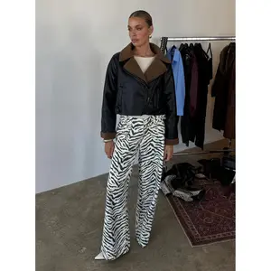 Paltrow Mid Rise Wide Leg Cargo Jeans Zebra