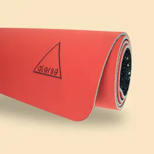 Alerse Eco-Luxury Yoga Mat | 8mm Thick, Sustainable OmFoam® Tech, Ultra-Grip & Non-Toxic - Color Red (Coral)