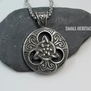 Knot Trinity Necklace Viking Celtic Amulet Stainless Steel Pendant Chain
