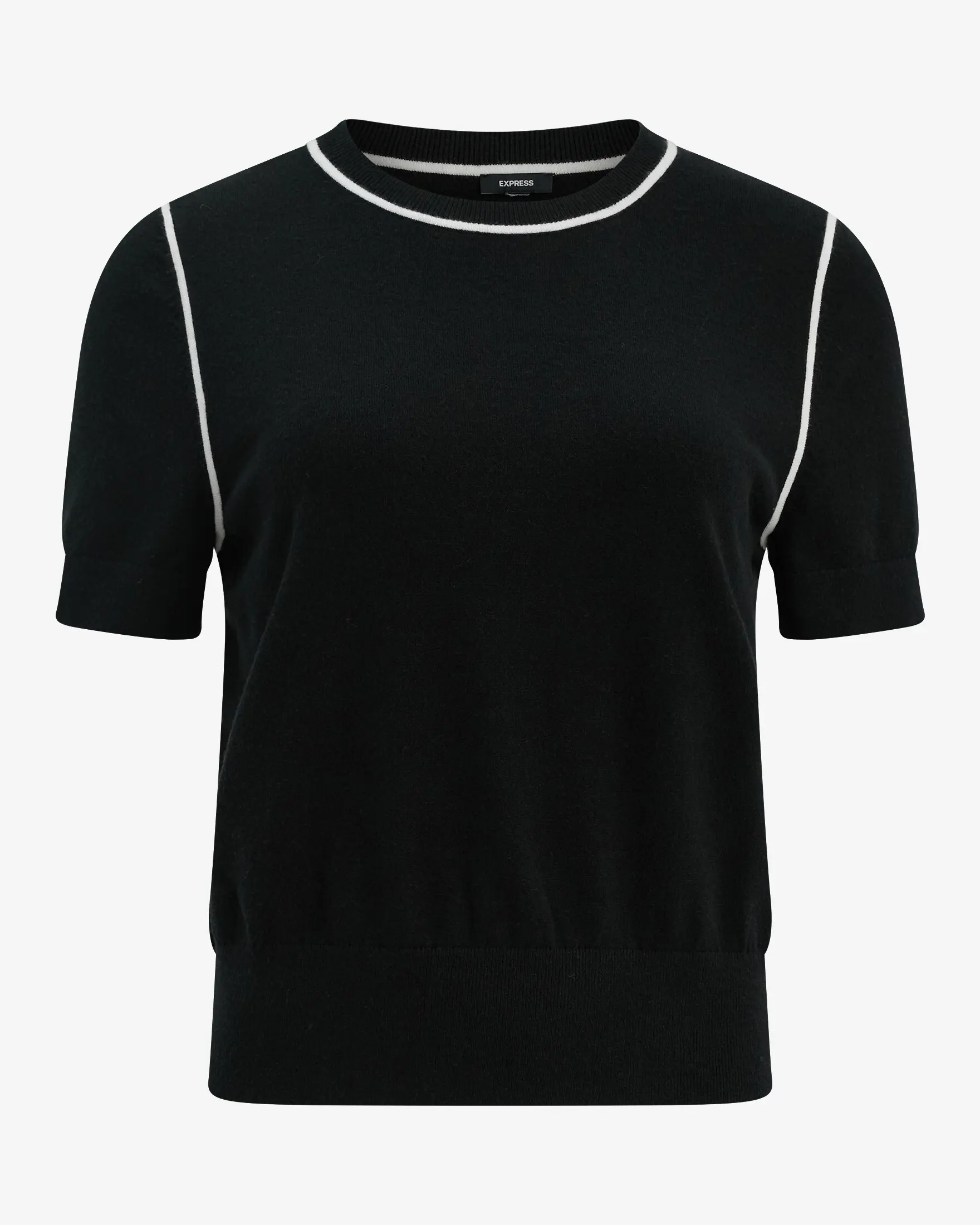 Express Airy Soft Skimming Tipped Crew Neck Sweater