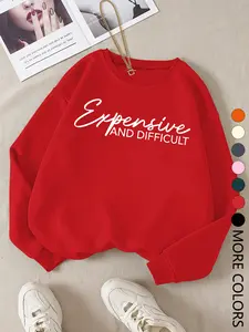 Women's Long Sleeve Graphic Print Sweatshirt, Casual Fitted Sportswear for Fall & Winter, Comfortable Breathable Daily Wear