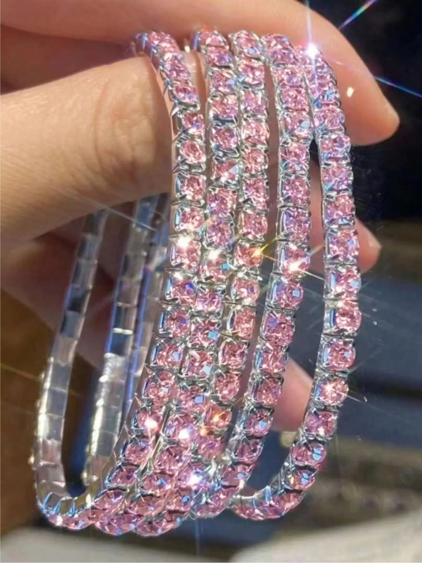 Rhinestone Decorated Bracelet Set, Fashionable Elastic Bracelet for Women & Girls, Trendy All-match & Exquisite Jewelry for Birthday Gift, Stackable Bracelets, Layered Bracelet Set