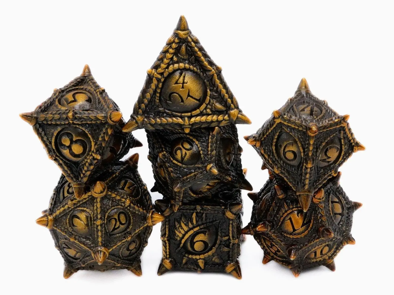 Dragon Eye Metal 7-Piece Polyhedral Dice Set, Epic Design, Durable Construction for Dungeons & Dragons RPG Games