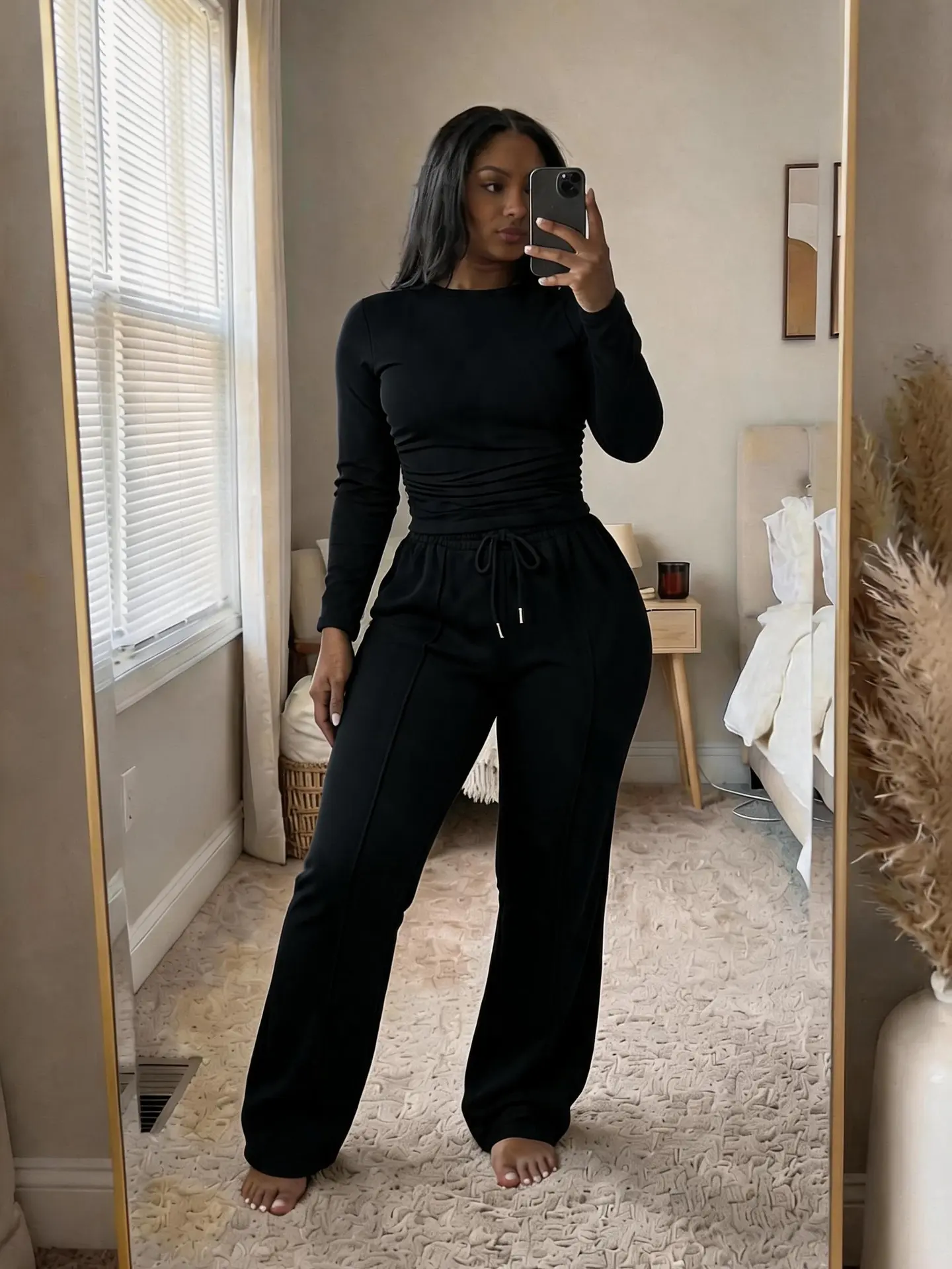 YBoutique Women's 2026 Fall Slim Fit Two Piece Set Long Sleeve Top & High Waist Pants Stretchy Outfit