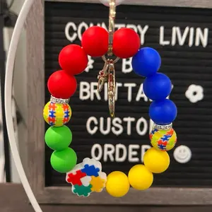 Autism Keychain - Colorful Beads with Puzzle Design for Awareness and Support