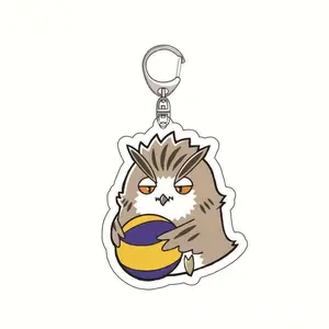 Creative Haikyuu! Transform Owl Fox Bird Funny Acrylic Keychain Kawaii Cartoon Girls Boys Keyrings Jewelry Ornaments Gifts Toys