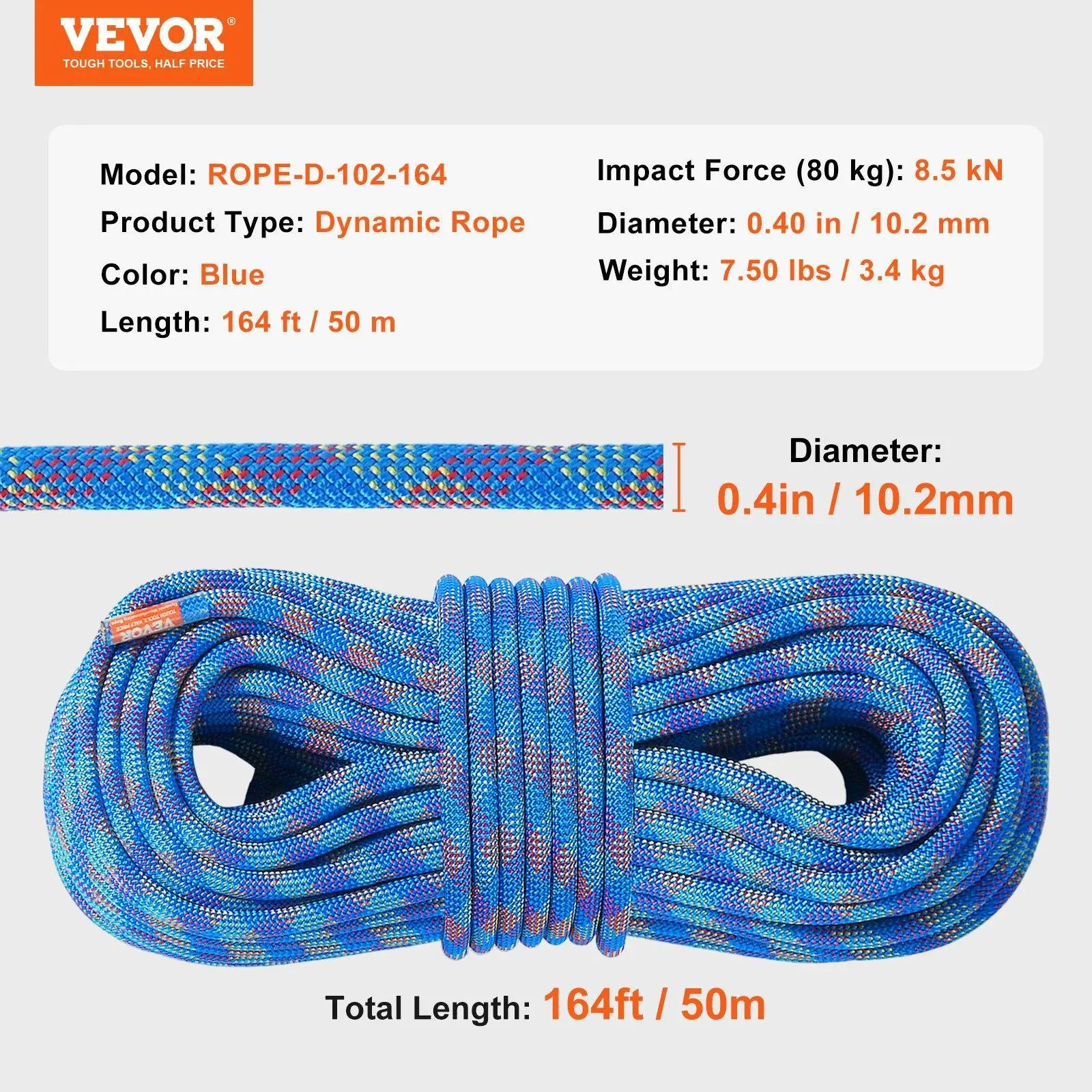 50M(164ft) 【Dynamic Climbing Rope】