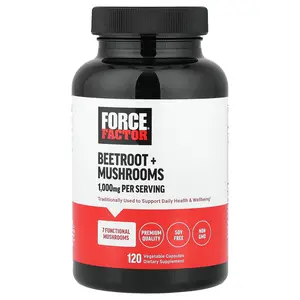 Force Factor Beetroot + Mushrooms, 120 Vegetable Capsules