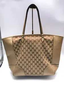 Pre-owned GUCCI Canvas Shoulder Bags Mayfair Khaki Monogram Stripe Webbing Shoulder Bag