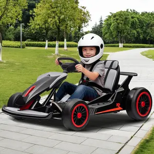 24V Kids Electric Go Kart With Dual 200W Motors 81 MPH High Speed 360 Degree Drifting Music Horn Lights Battery Powered Racing Toy For Boys Girls Age 6 Plus Black Ride On Tractor