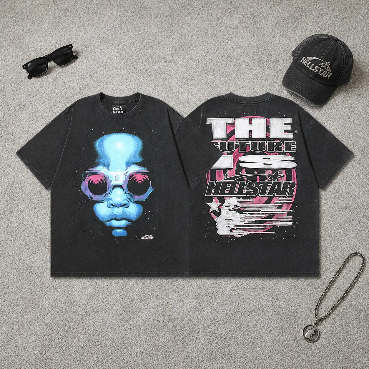 Hell Star Vintage Graphic T Shirt Pure Cotton Summer Streetwear Y2K TikTok Viral Casual Party Outfit Harajuku Hip Hop Women Unisex Oversized Top Crewneck Fashion
