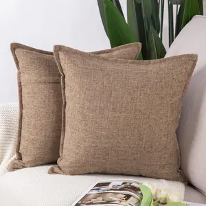 Set of 2 Throw Pillow Covers 20x20 Inch Light Brown Soft Decorative Cushion Cover for Sofa Bedroom Pillow Shell