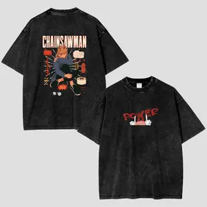 Chainsaw Man Power Vintage Shirt, Anime Acid Washed Graphic Tee & Gildan Hoodie, Retro Y2K Double Print Shirt, Oversized Unisex Cotton Streetwear, Manga Inspired Casual Outfit, Unique Gift for Anime Lovers Fabric Love