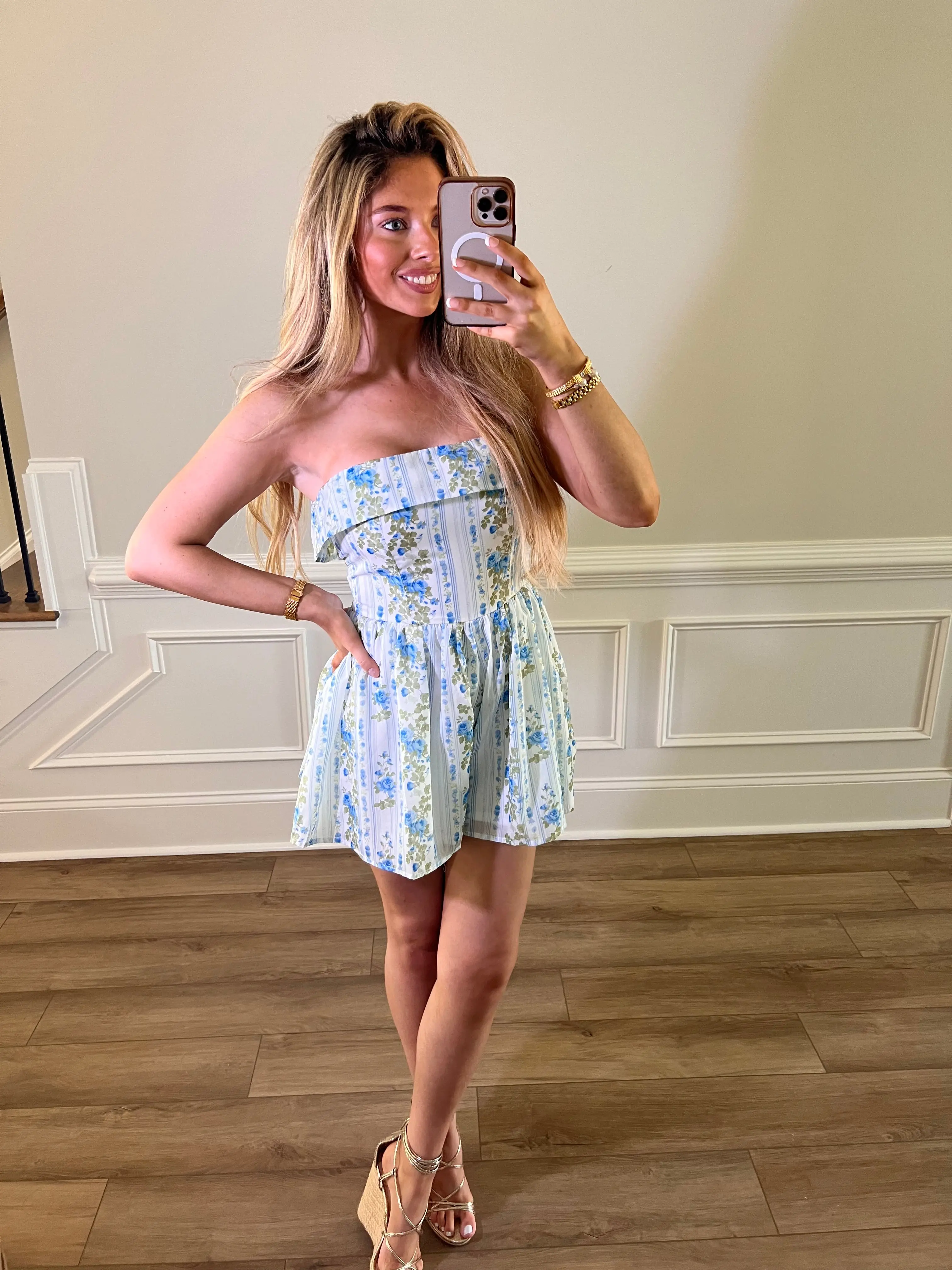 Sunday Brunch Romper - Blue