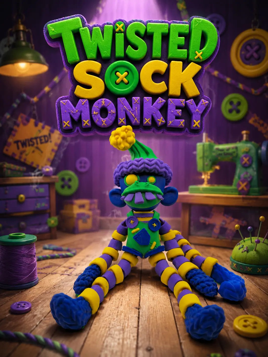 Articulated Creepy Sock Monkey Figure