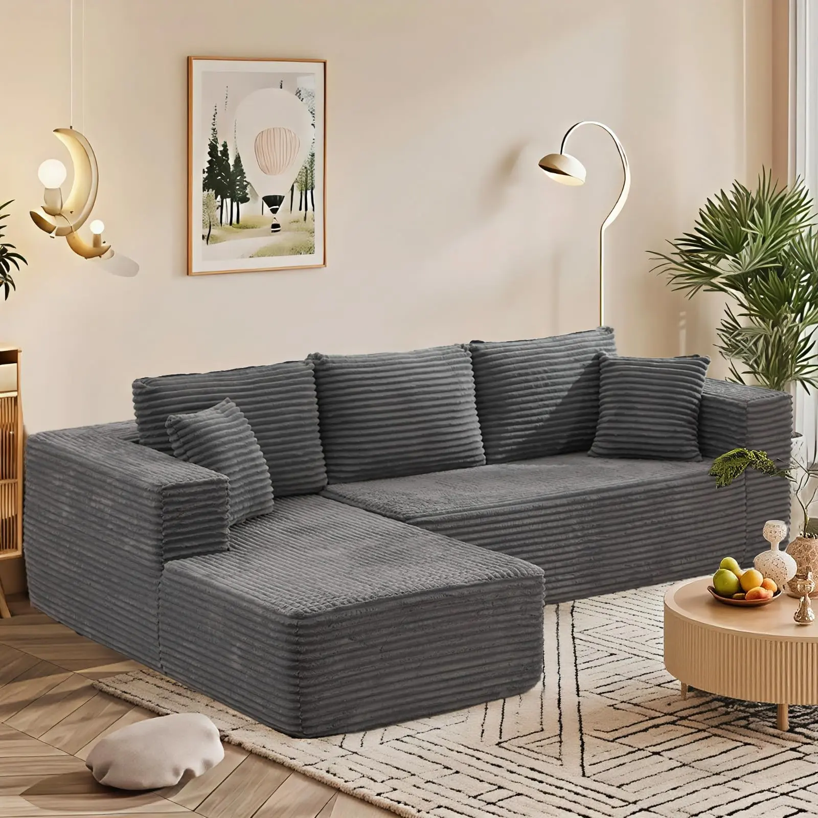 Grey L-shaped sofa (left)