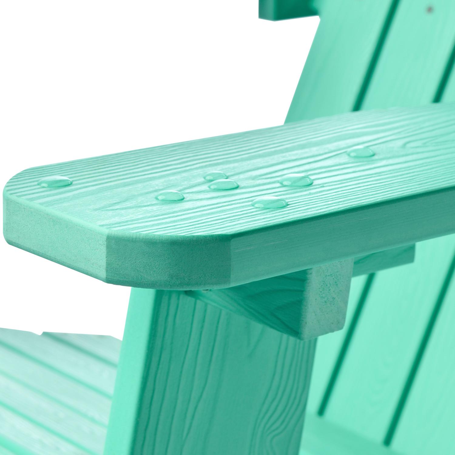 ALLWEX Outdoor Adirondack Chair & Side Table Set, HDPE Weather-Resistant High-Back Armchair, Folding Table with Wood Grain Finish for Garden, Deck