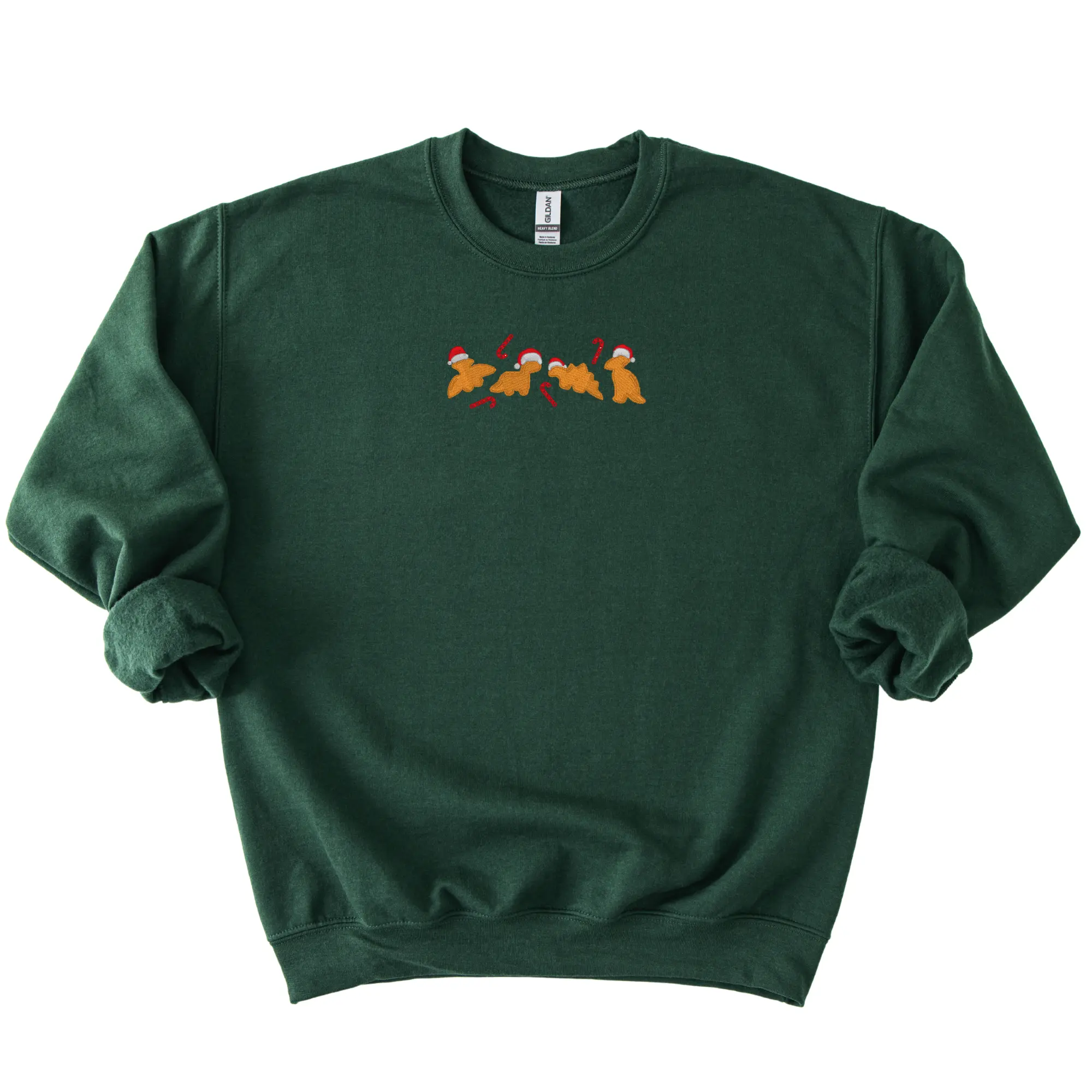 Embroidered Christmas Dino Nuggets, Embroidered Christmas Sweatshirt, Embroidered Christmas Crewneck