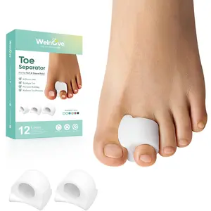 Welnove Toe Separator for Overlapping Toes - 12 PackToe Spacers for Bunions - Toe Corrector for Hammer Toes, Realign Crooked Toes - Preventing Rubbing Relieve Pressure (Medium, White)
