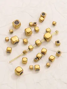 50 Pcs 2/3/4mm Stainless Steel Square Spacer Beads, DIY Jewelry Making Materials, Wholesale Craft Supplies for Sewing Projects