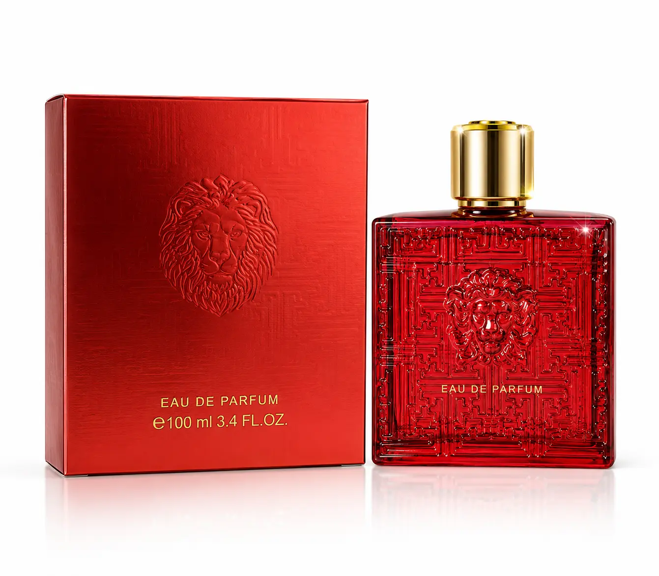 Red Lion Perfume 100ml - Long Lasting Eau de Parfum for Men Women, Luxury Embossed Lion Head Bottle, Bold Fragrance Gift for Him Her
