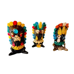 Set of 3 Mexican Handcrafted Aztec Warriors Tequila Shot Glasses 3 Vasos Tequileros Artesanales Guerrero Azteca y Jaguar