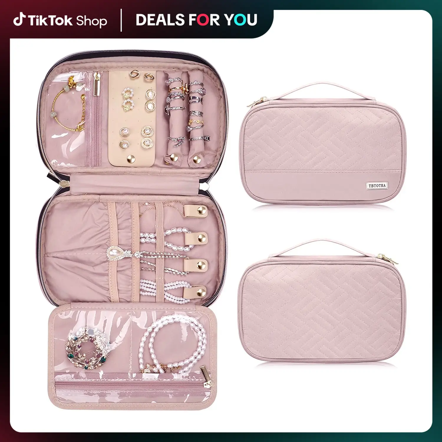 Large Capacity Jewelry Storage Bags for Necklaces, Earrings, Rings, Bracelets, Watch, Travel Jewelry Organizer, Purple Multi-Function Ornament Case, C