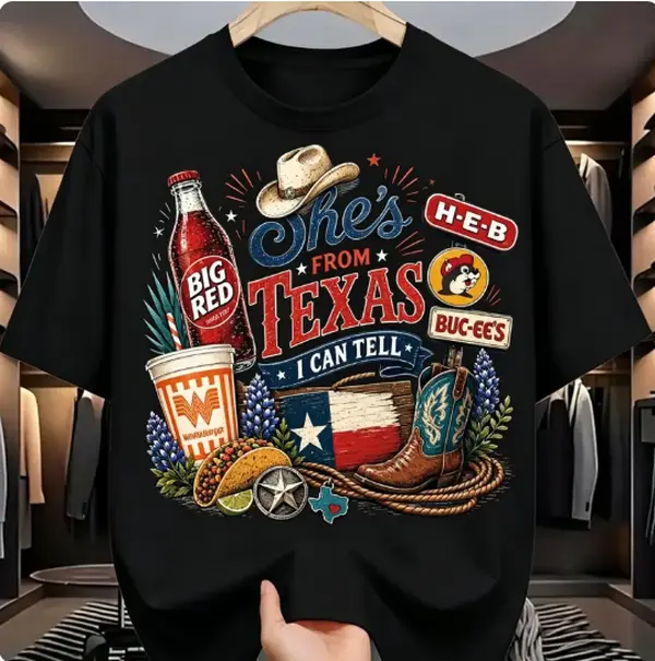 She's From Texas Big Red Shirt, She is From Texas I Can Tell Shirt, Girly Western Texas Shirt, Texas Girl Western Shirt, Gift For Her, Womenswear