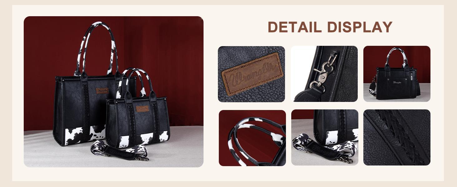 Wrangler Tote Bag for Women Western Cow Print Purse Designer Top Handle Handbags