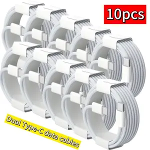 10-Pack Braided Type-C Data Cables, Compatible with Huawei/vivo/xiaomi/samsung/honor/oppo/iPhone 15/16, Durable and Wear-Resistant