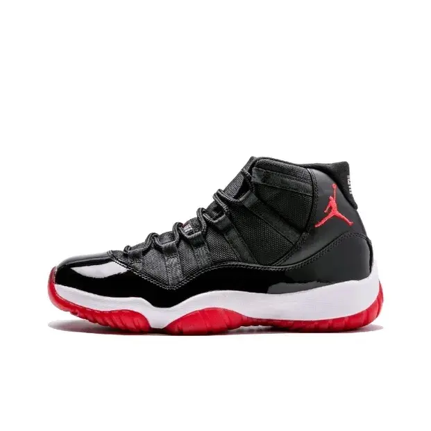 Glossy Patent Leather Mid Top Basketball Sneakers, Unisex Red Jumpman Logo Air Cushion Shoes, Red Rubber Outsole Retro Bred Style Street Athletic Footwear